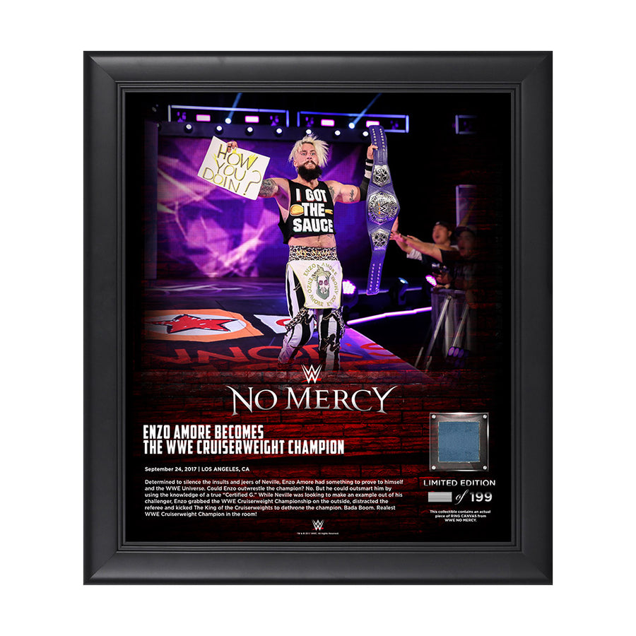 Enzo Amore No Mercy 2017 15 x 17 Framed Plaque w Ring Canvas Pwcatalog