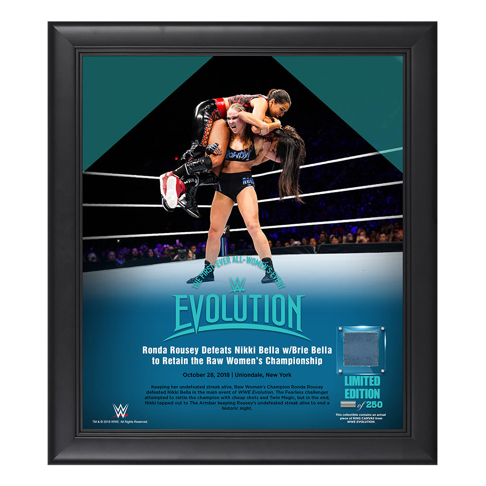 Evolution 2018 Ronda Rousey 15 x 17 Framed Plaque w Ring Canvas