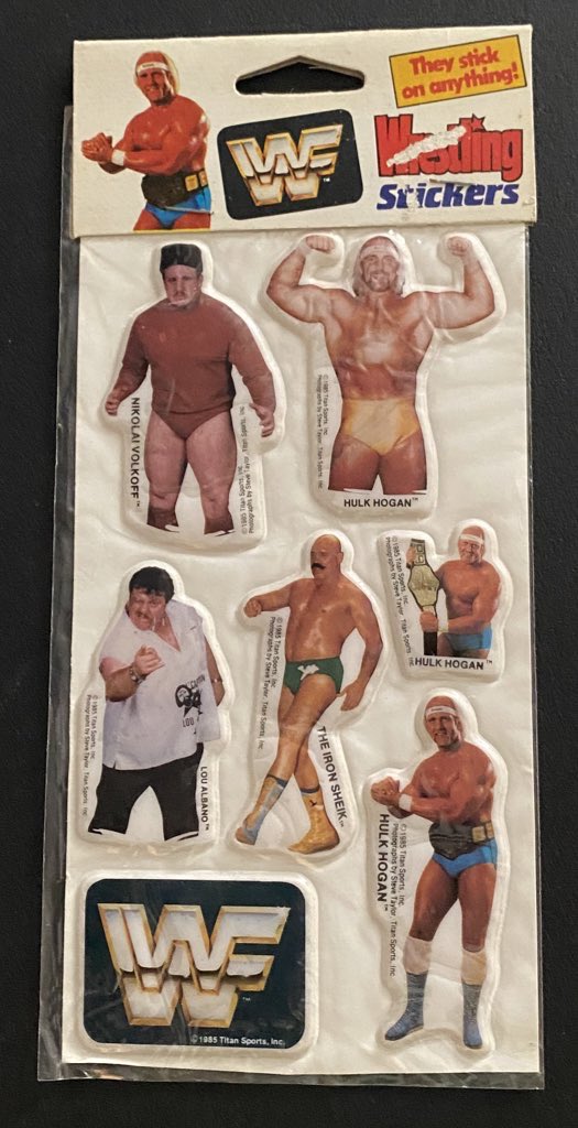 1985 Gordy Int. WWF Small Puffy Stickers (21 on 3 sealed cards)