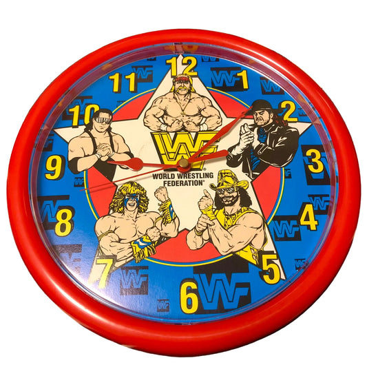 WWF wall clock 90`s Hulk Hogan, Bret Hart, Ultimate Warrior, Macho Man, Undertaker Watches PWcatalog