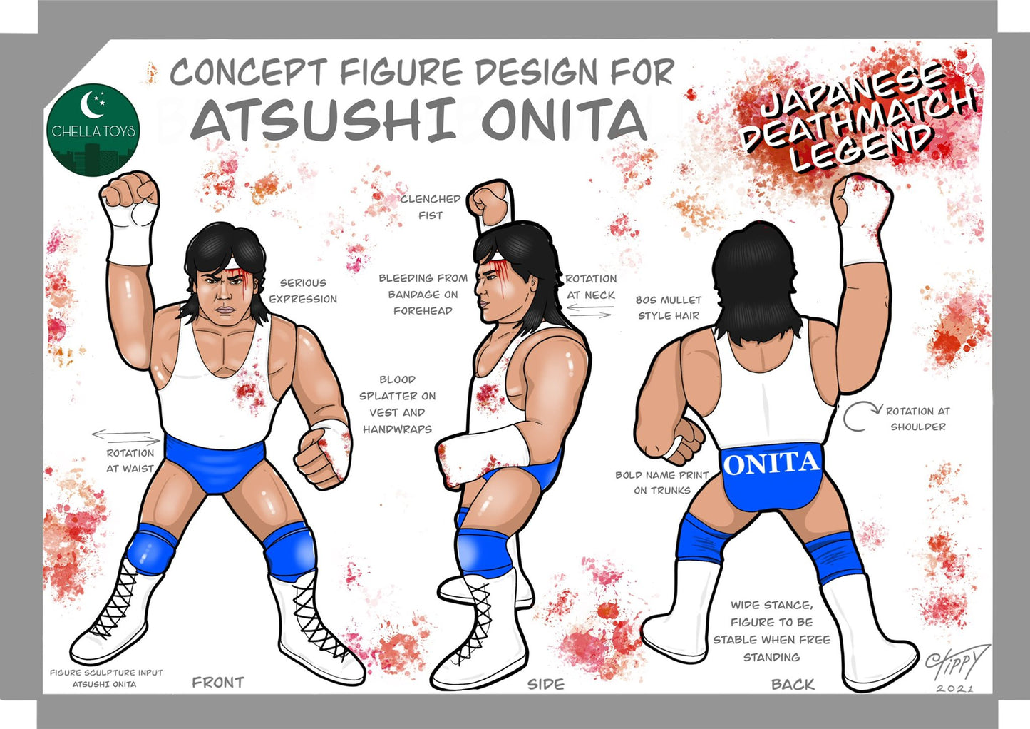 Chella Toys Wrestling Megastars 3 Atsushi Onita