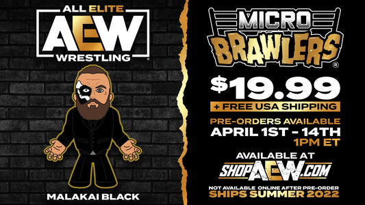 AEW Pro Wrestling Tees Micro Brawlers Limited Edition Malakai Black