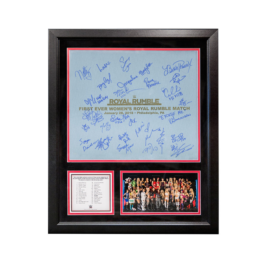 First Ever Women's Royal Rumble 2018 Framed Plaque w Ring Canvas (Autographed) Pwcatalog