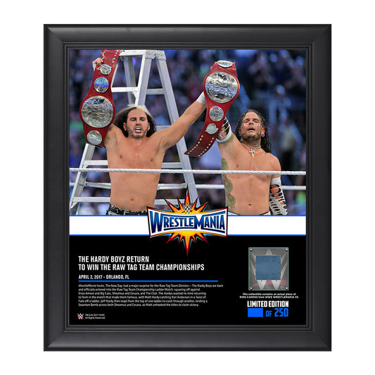 Hardy Boyz WrestleMania 33 15 x 17 Framed Plaque w Ring Canvas