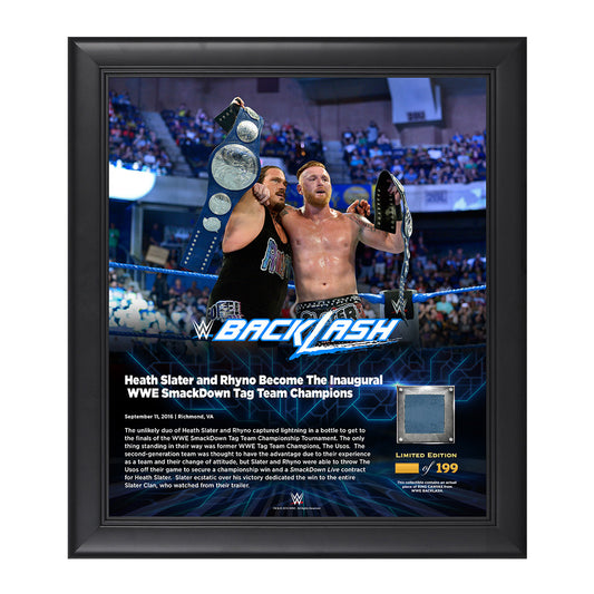 Heath Slater and Rhyno Backlash 2016 15 x 17 Framed Plaque w Ring Canvas