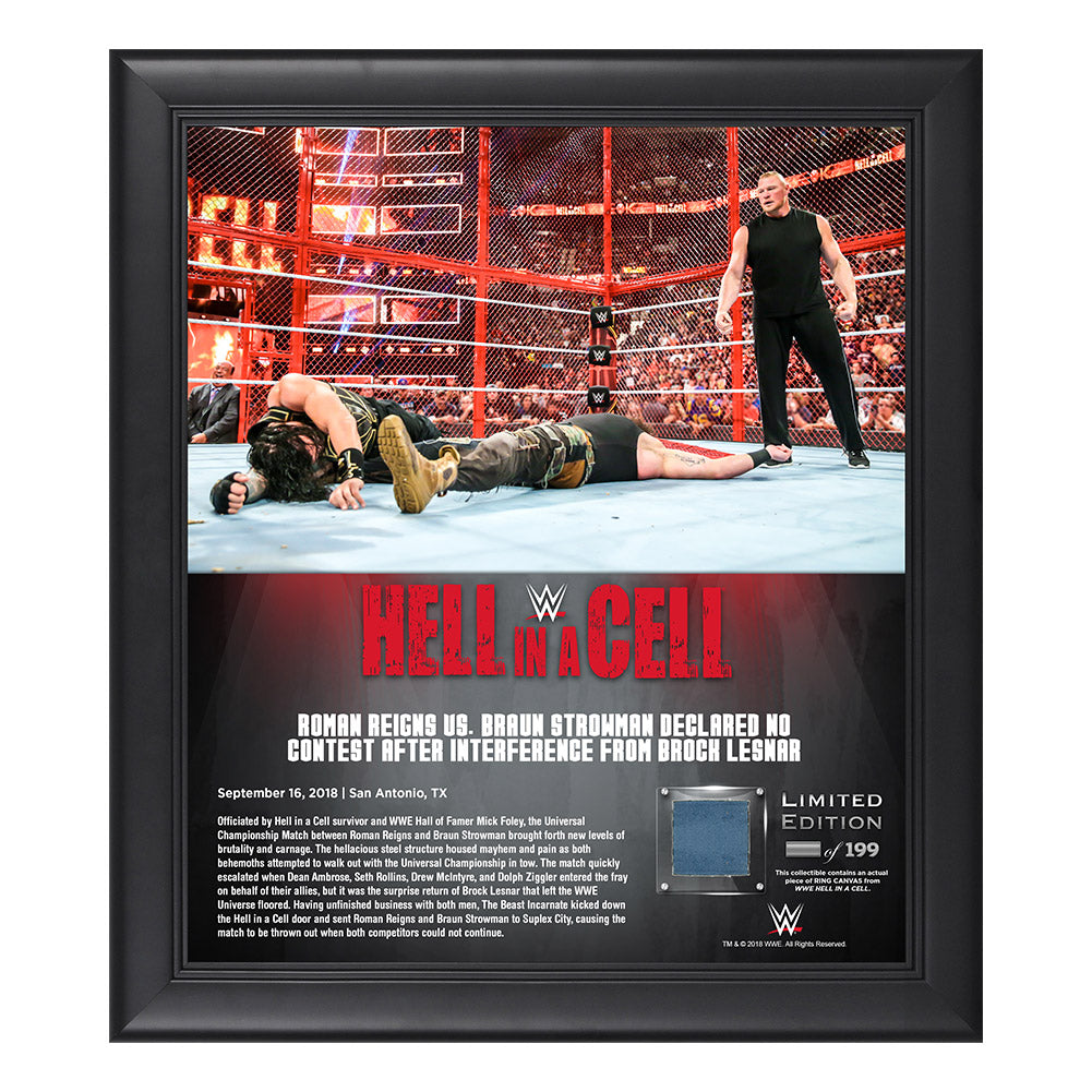 Hell in a Cell 2018 Universal Championship Match 15 x 17 Framed Plaque w Ring Canvas Pwcatalog