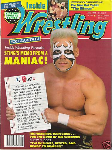 Inside Wrestling January 1992 Magazine PWcatalog