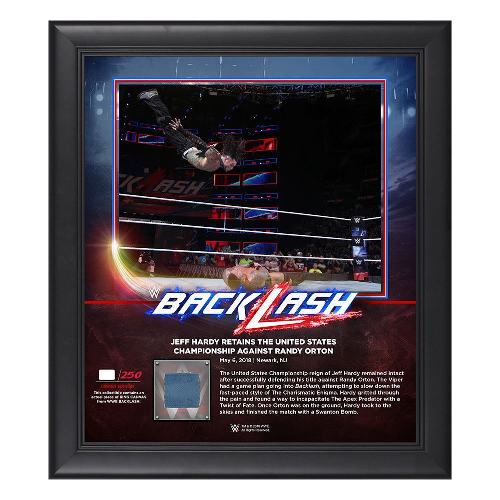 Jeff Hardy BackLash 2018 15 x 17 Framed Plaque w Ring Canvas