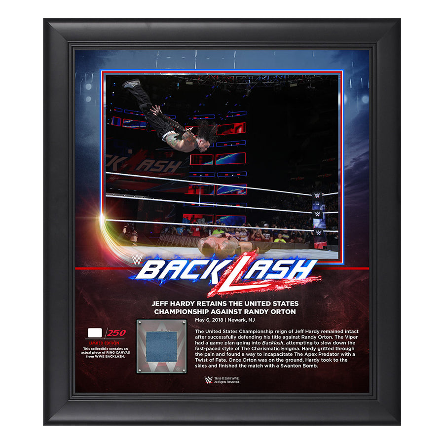 Jeff Hardy BackLash 2018 15 x 17 Framed Plaque w Ring Canvas Pwcatalog