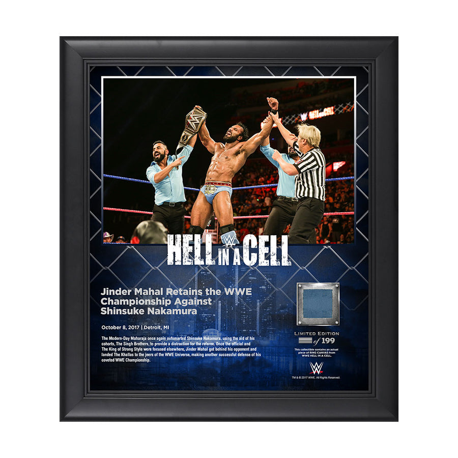 Jinder Mahal Hell In A Cell 2017 15 x 17 Framed Plaque w Ring Canvas