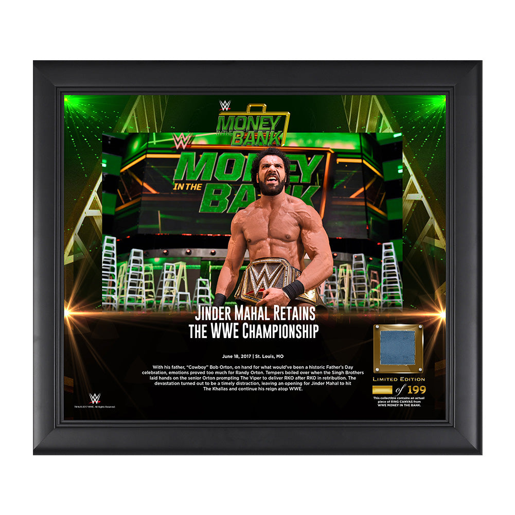 Jinder Mahal Money in the Bank 2017 15 X 17 Framed Plaque w Ring Canvas Pwcatalog