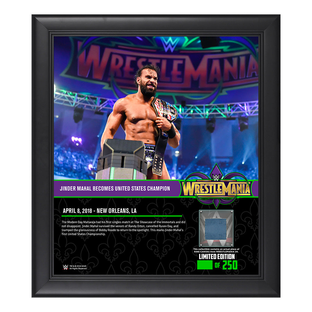 Jinder Mahal WrestleMania 34 15 x 17 Framed Plaque w Ring Canvas Pwcatalog