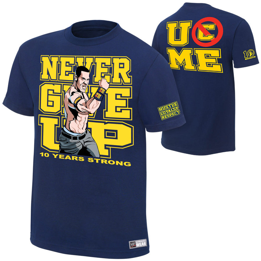 John Cena 10 Years Strong Blue T-Shirt Pwcatalog