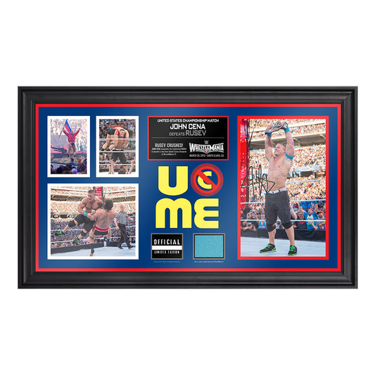 John Cena WrestleMania 31 Signed Commemorative Ring Canvas Framed Collage