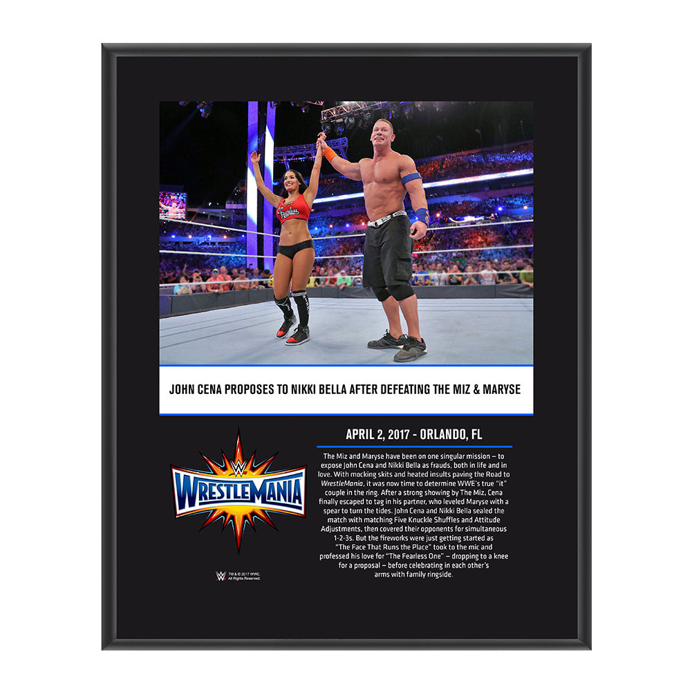 John Cena & Nikki Bella WrestleMania 33 10 X 13 Commemorative Photo Plaque