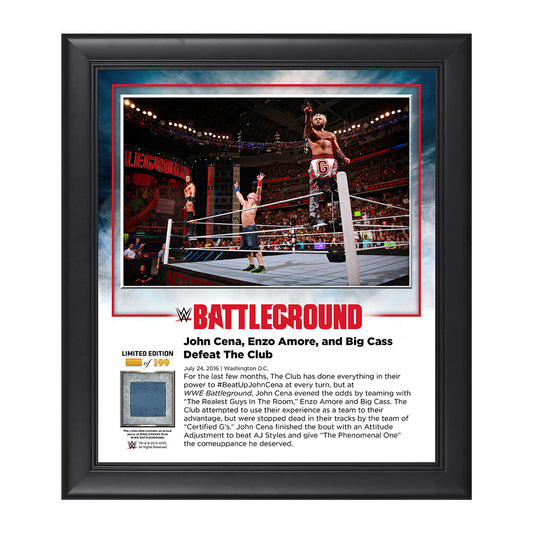 John Cena and Enzo & Big Cass Battleground 2016 15 x 17 Commemorative Framed Plaque w Ring Canvas