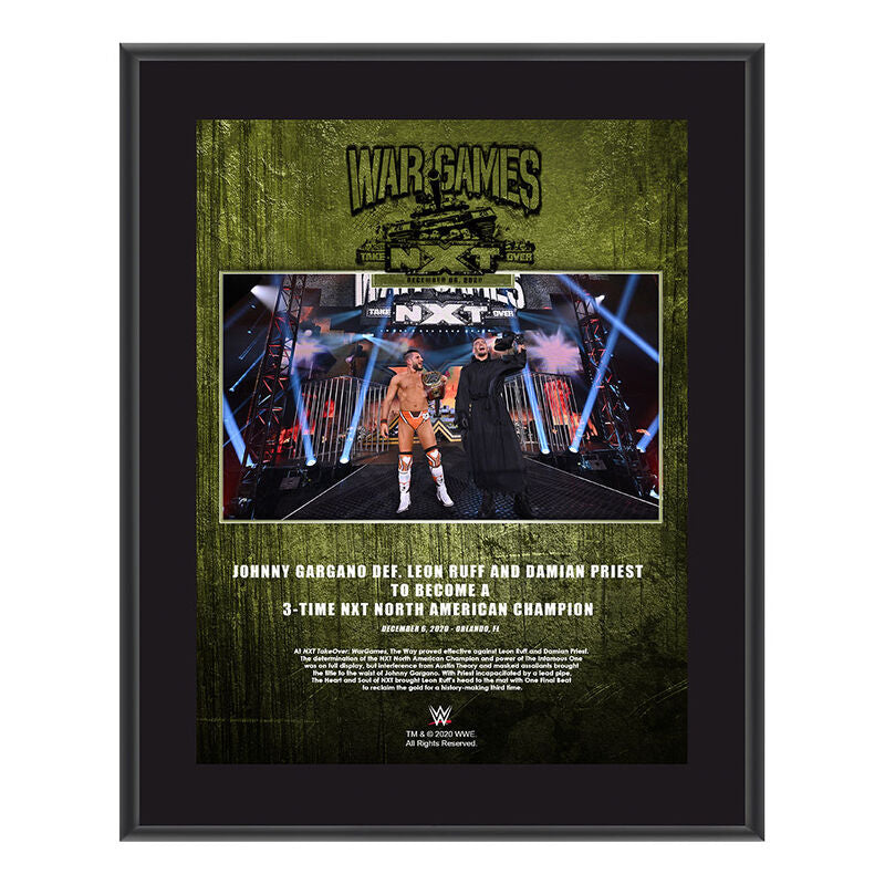 Johnny Gargano NXT TakeOver WarGames 2020 10x13 Commemorative Plaque