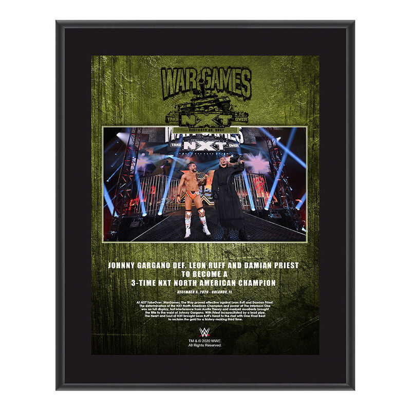 Johnny Gargano NXT TakeOver WarGames 2020 10x13 Commemorative Plaque Pwcatalog