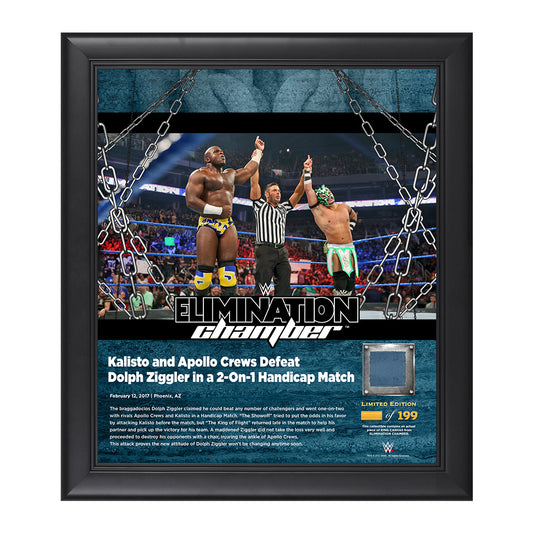 Kalisto & Apollo Crews Elimination Chamber 2017 15 x 17 Framed Plaque w Ring Canvas