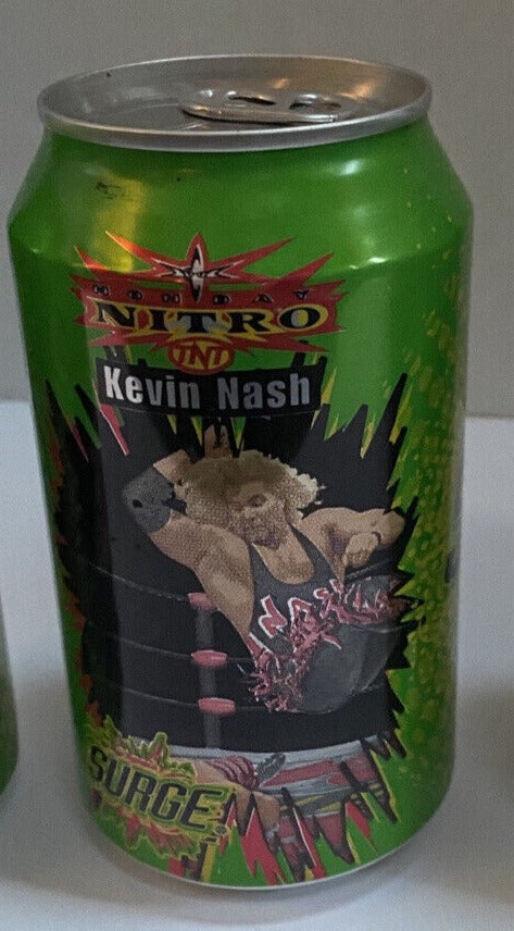 Surge Kevin Nash WCW Soda Cans 1999 Set Of 5, Coca-Cola PW Catalog