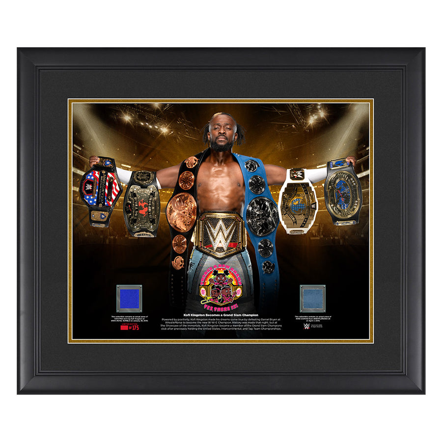 Kofi Kingston Grand Slam Champion Commemorative 23 x 27 Used Ring Canvas Plaque Pwcatalog