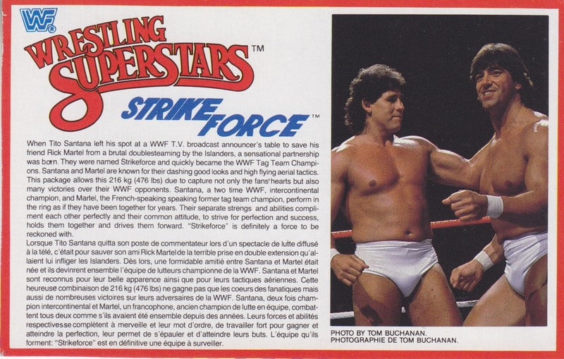 Strike Force Tag Team Box Bio card PW Catalog