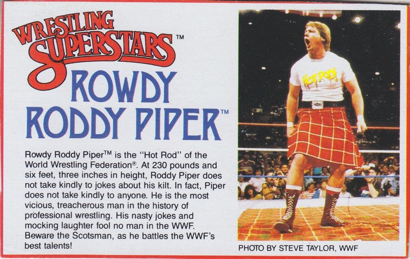 Rowdy Roddy Piper 16″ Figure Card (same pic as 8" figure card) PW Catalog