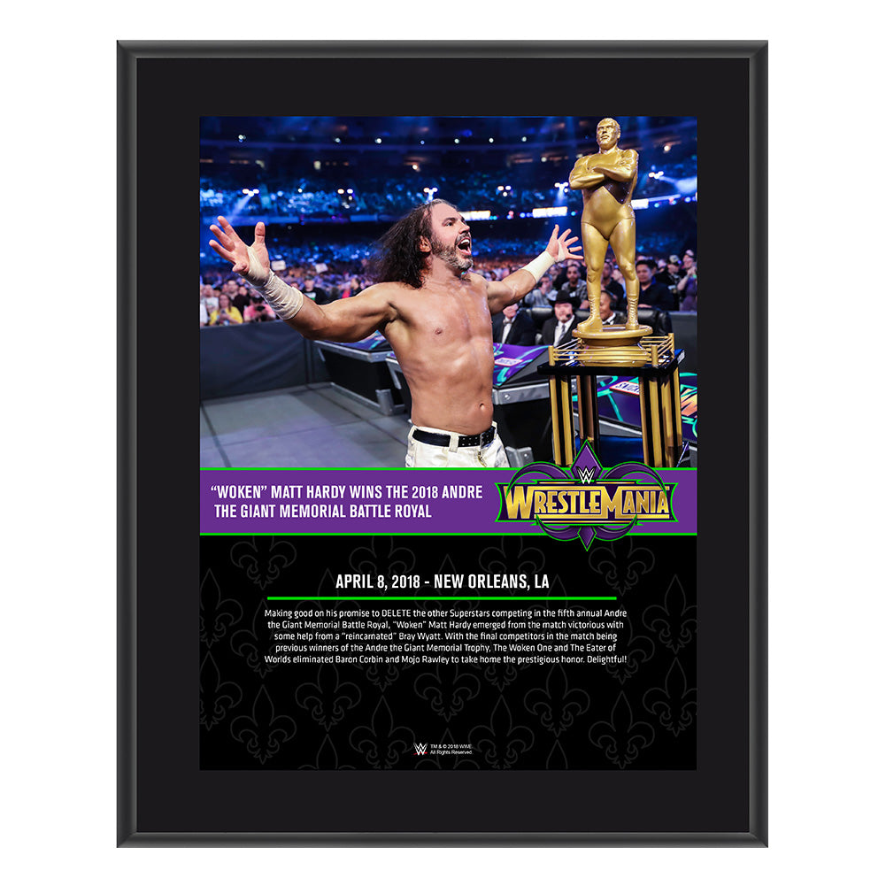 Matt Hardy WrestleMania 34 10 x 13 Photo Plaque
