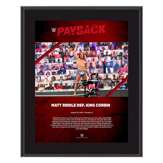Matt Riddle Payback 2020 10x13 Commemorative Plaque