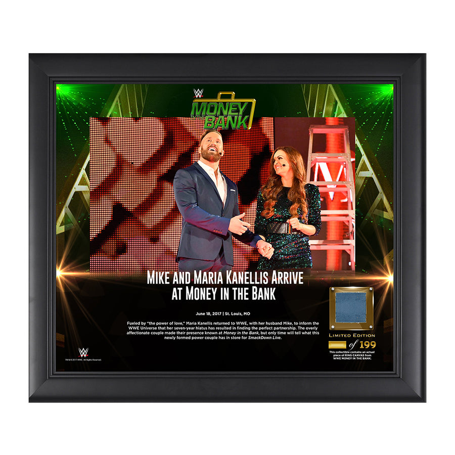 Mike & Maria Kanellis Money in the Bank 2017 15 X 17 Framed Plaque w Ring Canvas Pwcatalog