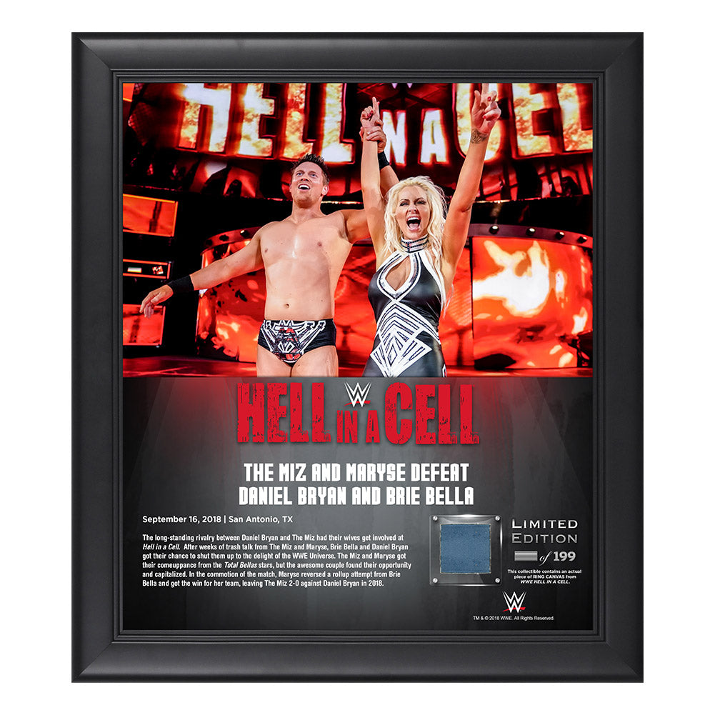 Miz & Maryse Hell in a Cell 2018 15 x 17 Framed Plaque w Ring Canvas