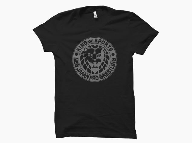 NJPW Lion Mark Grey Logo Black T-Shirt Pwcatalog