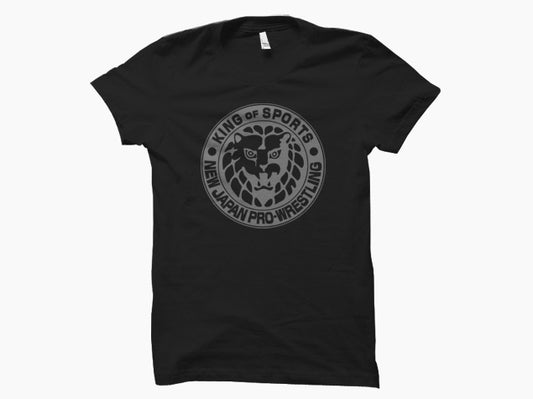 NJPW Lion Mark Grey Logo Black T-Shirt Pwcatalog