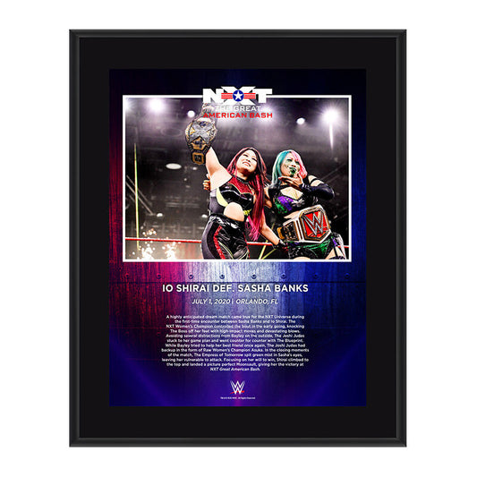 NXT Great American Bash Io Shirai 10x13 Commemorative Plaque