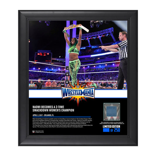 Naomi WrestleMania 33 15 x 17 Framed Plaque w Ring Canvas Pwcatalog