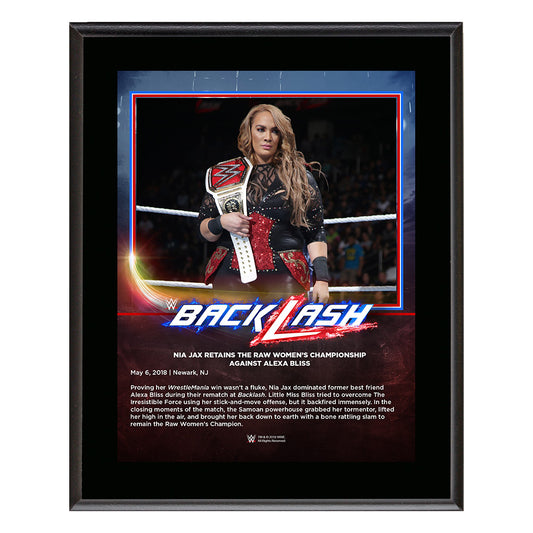 Nia Jax BackLash 2018 10 x 13 Photo Plaque Pwcatalog