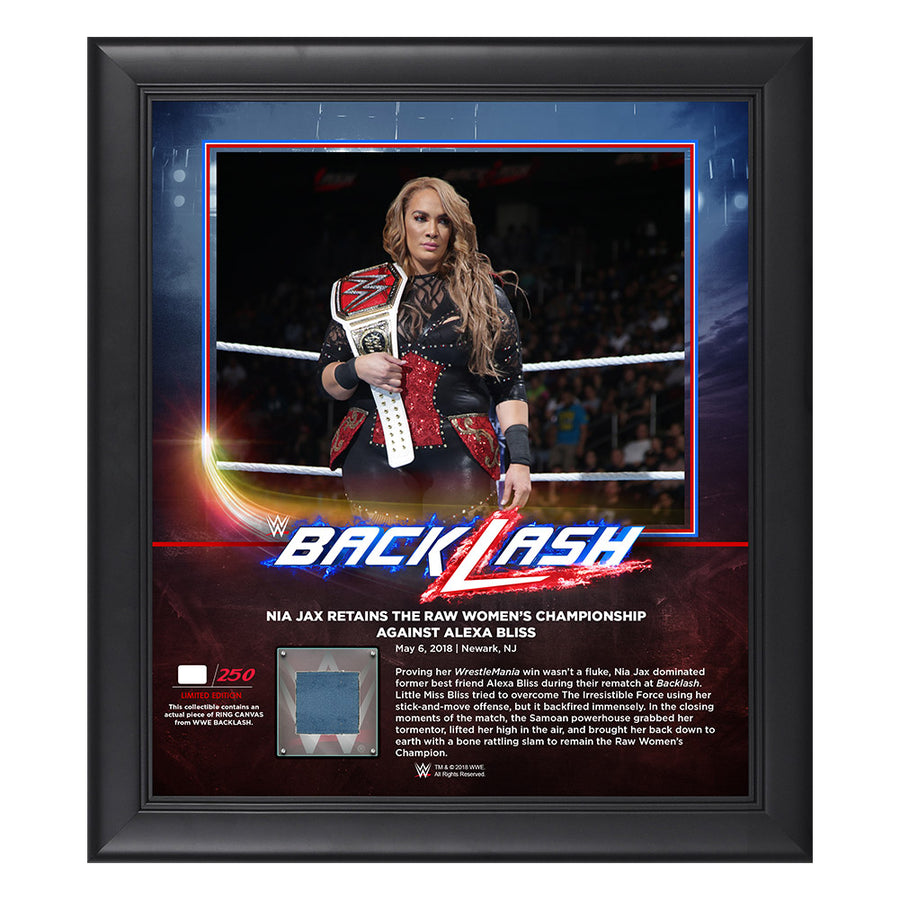 Nia Jax BackLash 2018 15 x 17 Framed Plaque w Ring Canvas Pwcatalog