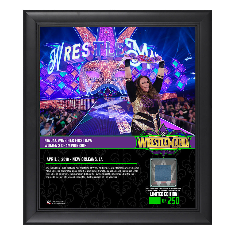 Nia Jax WrestleMania 34 15 x 17 Framed Plaque w Ring Canvas Pwcatalog