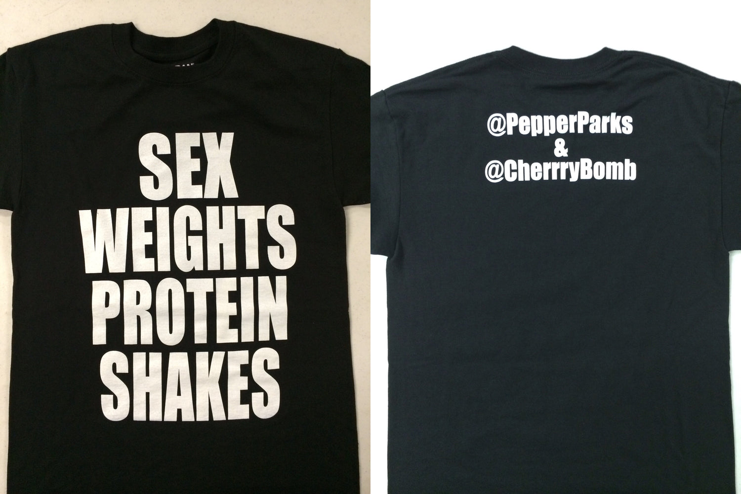 Pepper Parks & Cherry Bomb Sex Weights Protein Shakes T-Shirt Pwcatalog