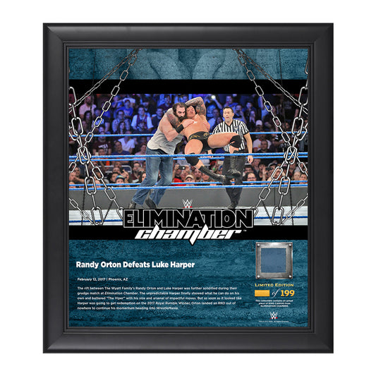 Randy Orton Elimination Chamber 2017 15 x 17 Framed Plaque w Ring Canvas