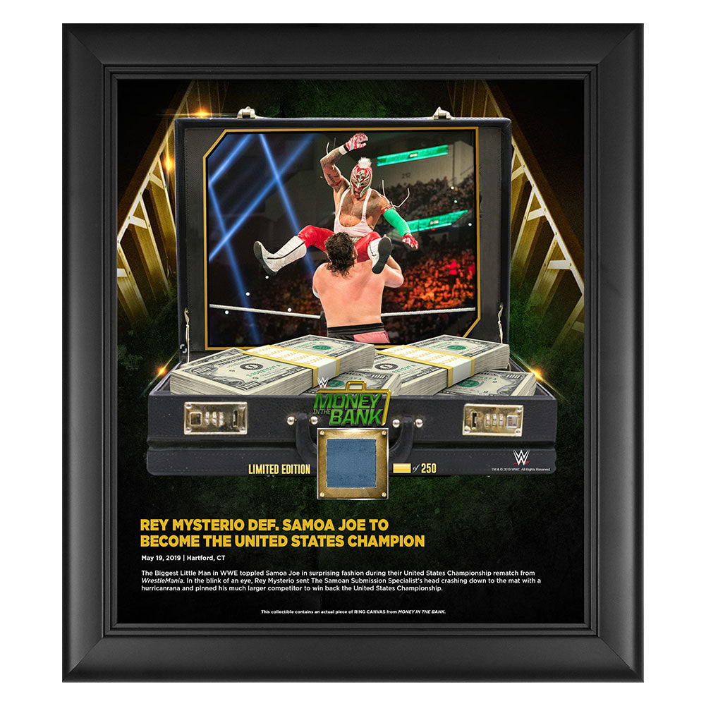 Rey Mysterio Money in The Bank 15 x 17 Frame w Ring Canvas