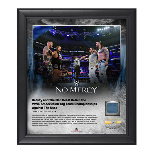 Rhyno and Slater No Mercy 2016 15 x 17 Framed Plaque w Ring Canvas