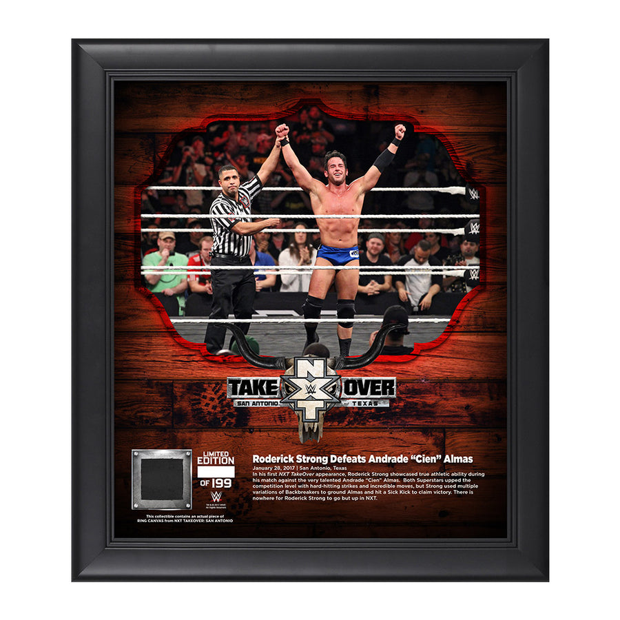 Roderick Strong NXT TakeOver San Antonio 15 x 17 Framed Plaque w Ring Canvas