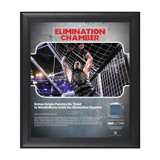Roman Reigns Elimination Chamber 2018 15 x 17 Framed Plaque w Ring Canvas Pwcatalog