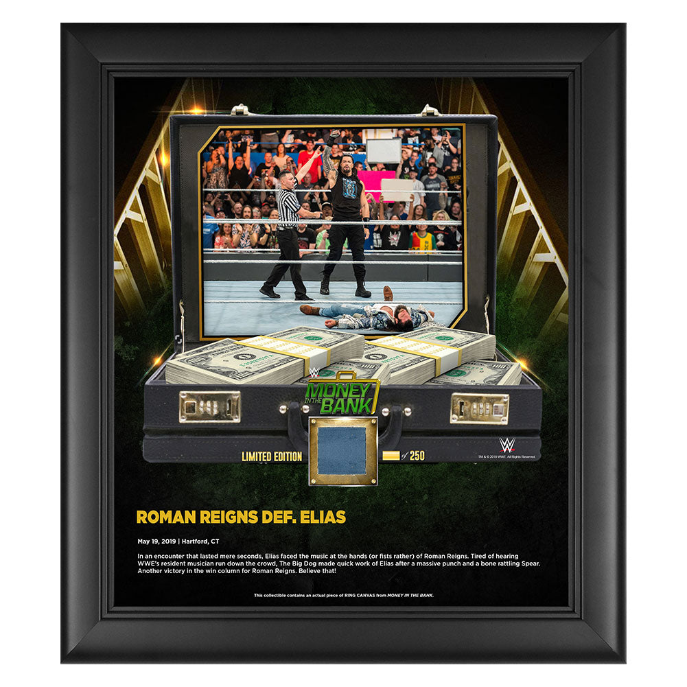 Roman Reigns Money in The Bank 15 x 17 Frame w Ring Canvas Pwcatalog