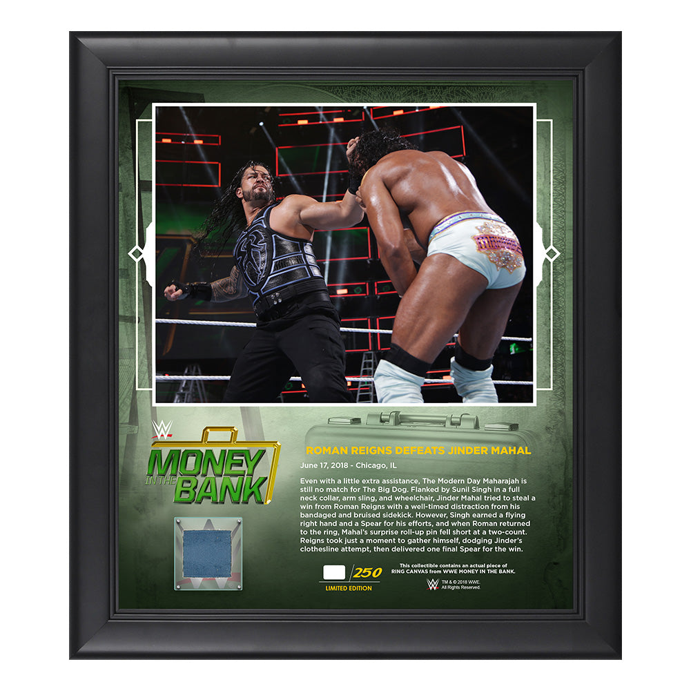 Roman Reigns Money in The Bank 2018 15 x 17 Framed Plaque w Ring Canvas Pwcatalog