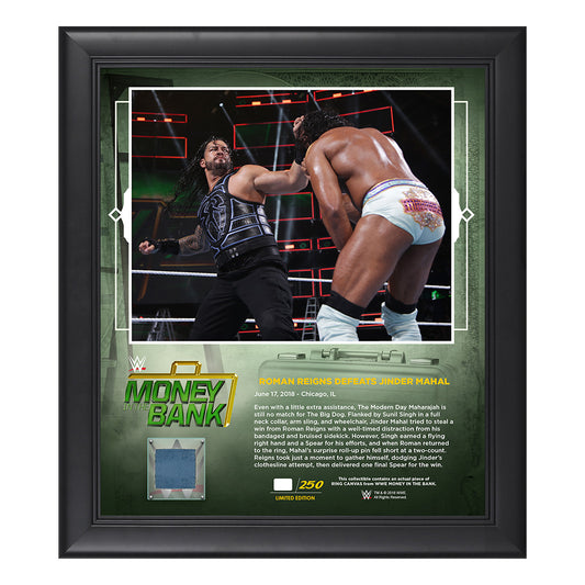 Roman Reigns Money in The Bank 2018 15 x 17 Framed Plaque w Ring Canvas Pwcatalog