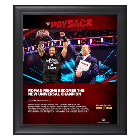 Roman Reigns Payback 2020 15x17 Commemorative Plaque