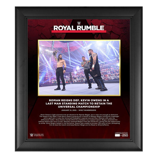 Roman Reigns Royal Rumble 2021 15 x 17 Commemorative Plaque
