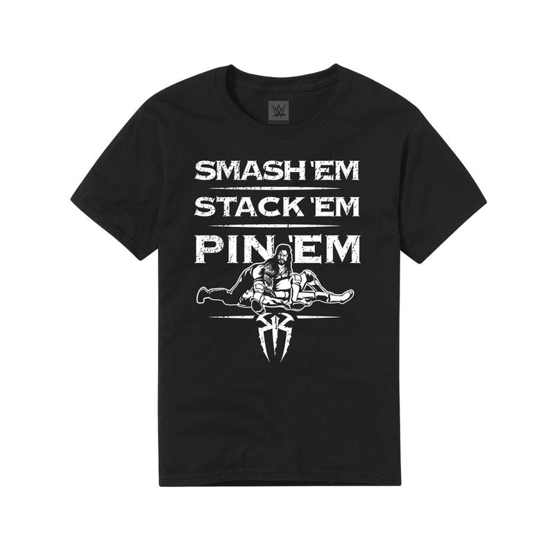 Roman Reigns Smash 'Em, Stack 'Em, Pin 'Em Youth Authentic T-Shirt Pwcatalog
